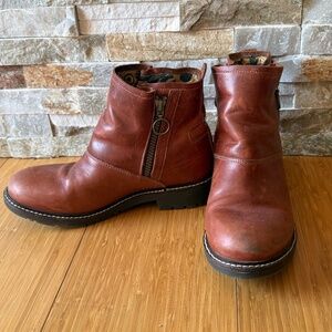 Fly London “Shin” Waterproof Gore-Tex Boots — Chestnut Leather — Size 40